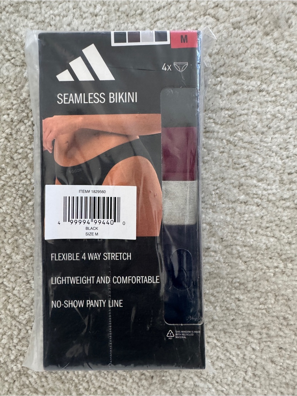 Adidas Women's Seamless Bikini Panties 4-Pack Size M, Multicolor- NWT